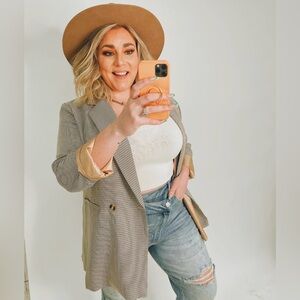 Black & Tan Micro-check Oversized Blazer | Medium (Fits Large)